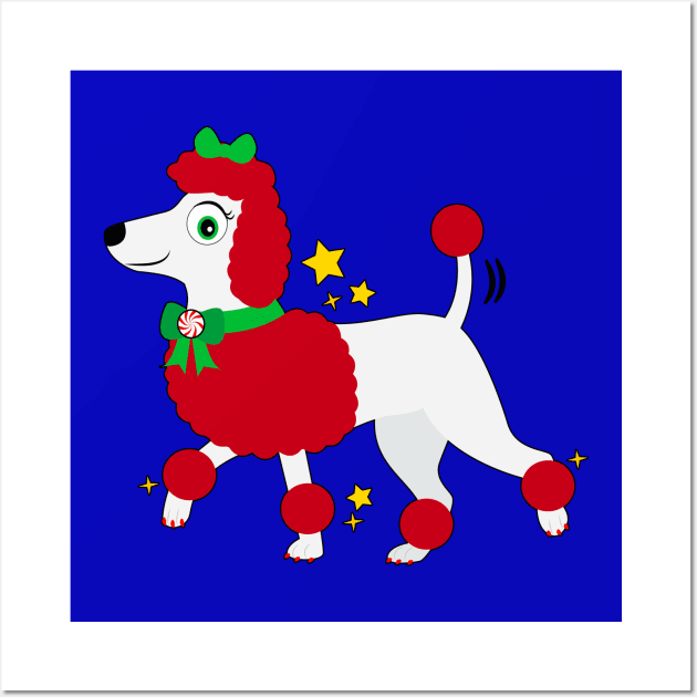 Cute Poodle Dressed for the Holidays Wall Art by PenguinCornerStore